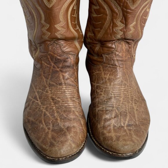 Justin Men's Western Boots Vintage Elephant Exotic Leather Cowboy 8.5 D - Picture 4 of 14